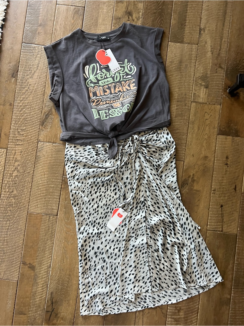 Cider Gray Graphic Crop Top with Multicolor Lettering